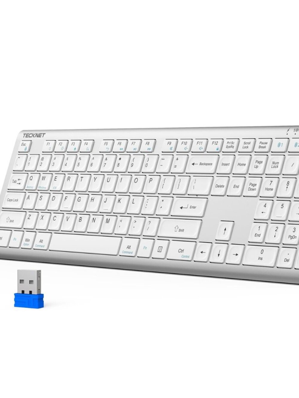 TeckNet Wireless Slim Keyboard TK-KB005 Portable Black Silver QWERTY English